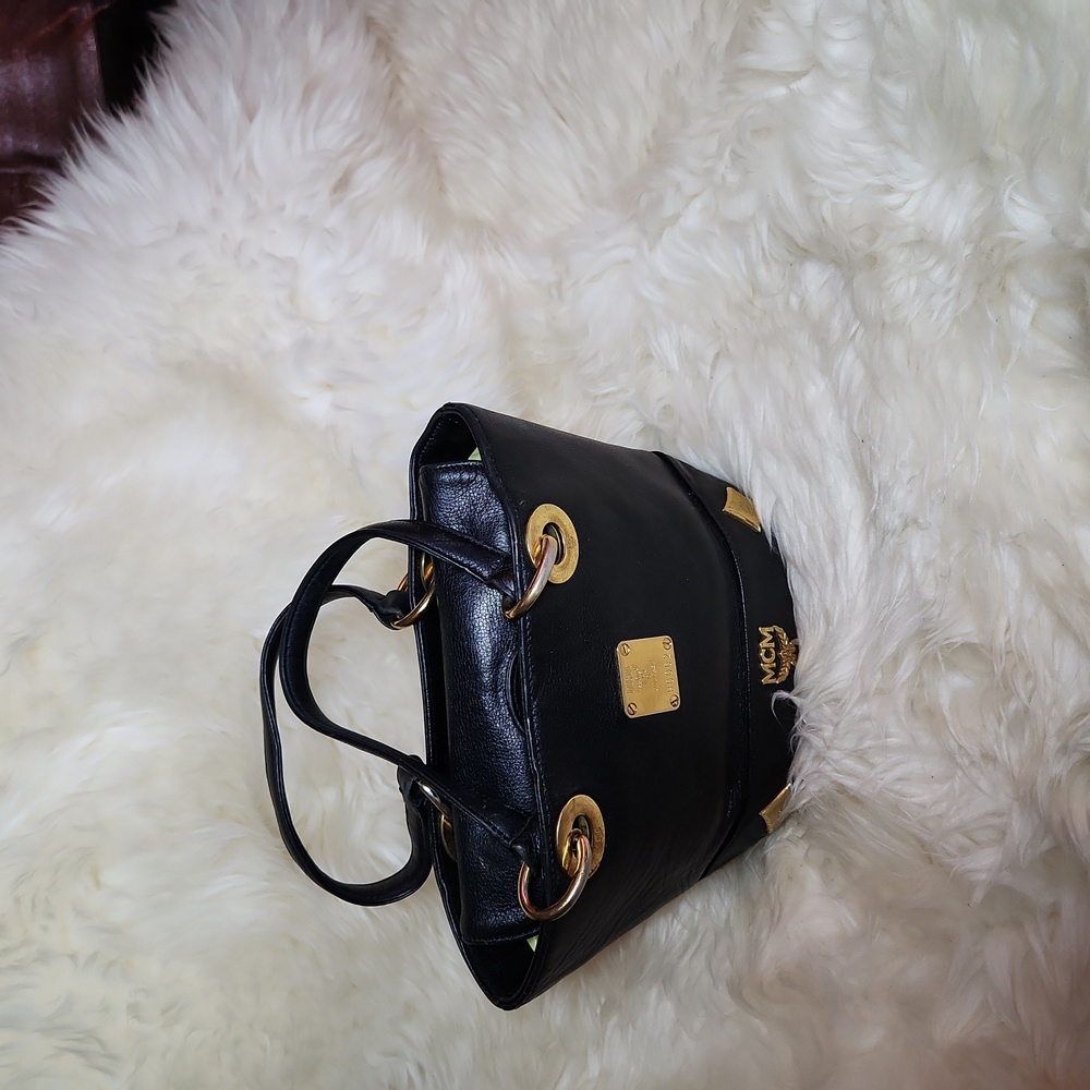 MCM Black Tote with Gold Details
